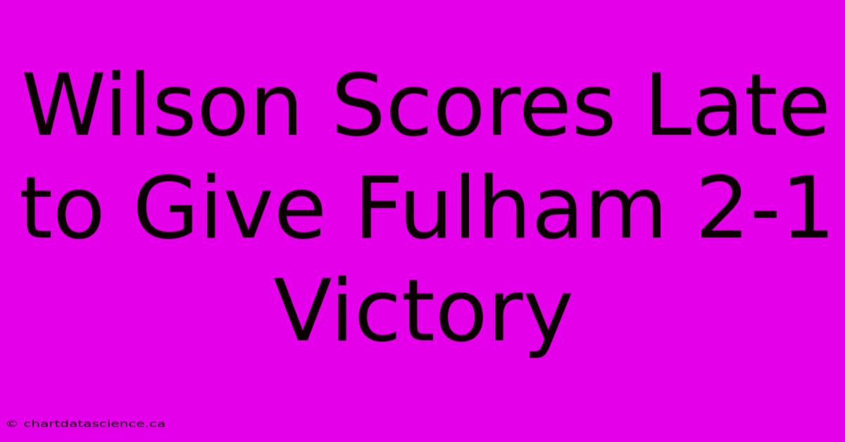 Wilson Scores Late To Give Fulham 2-1 Victory