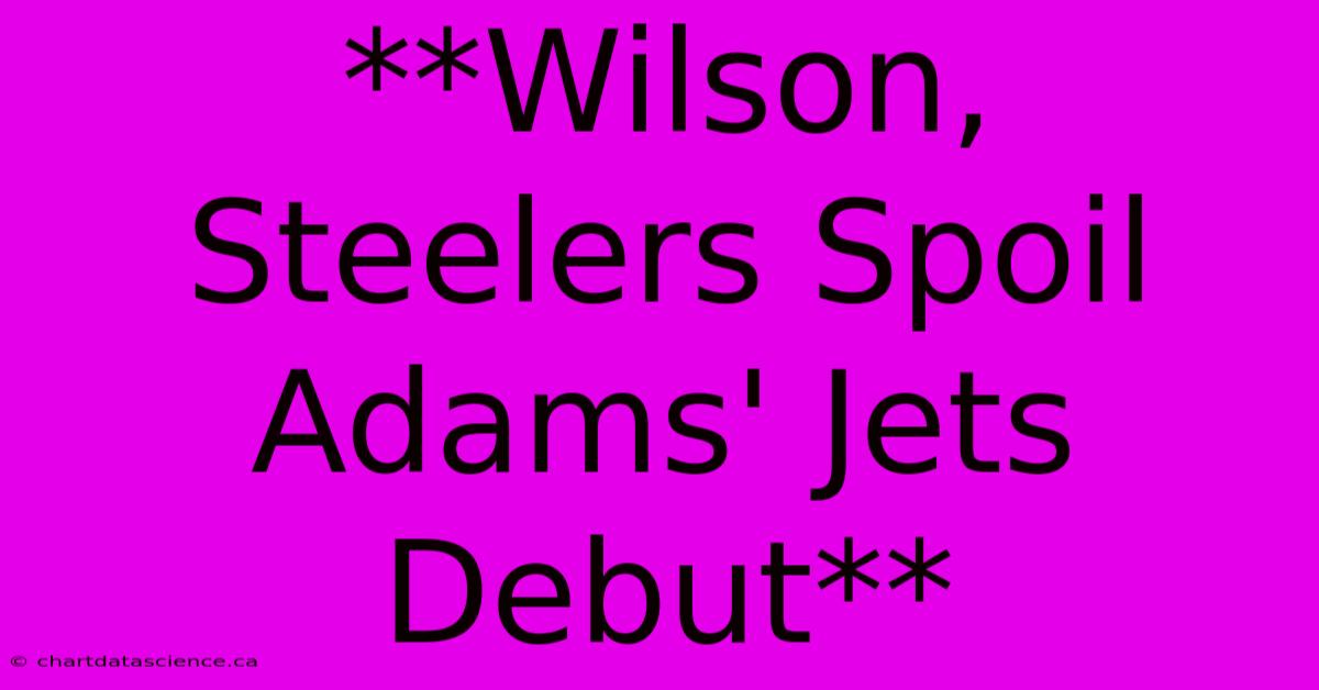 **Wilson, Steelers Spoil Adams' Jets Debut**