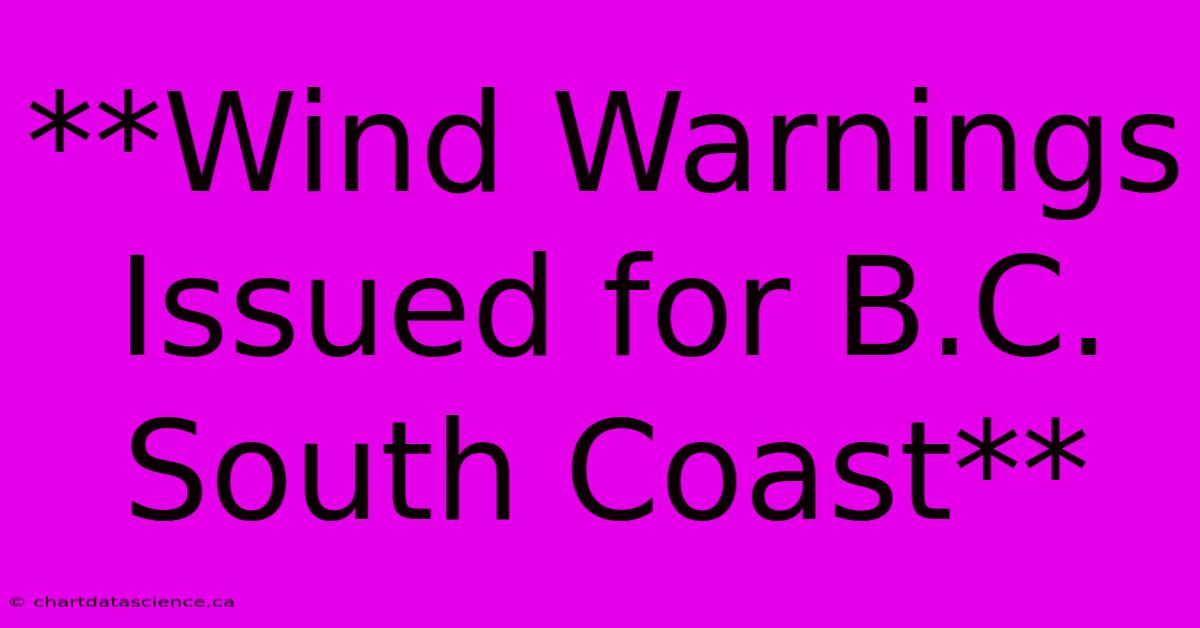 **Wind Warnings Issued For B.C. South Coast**