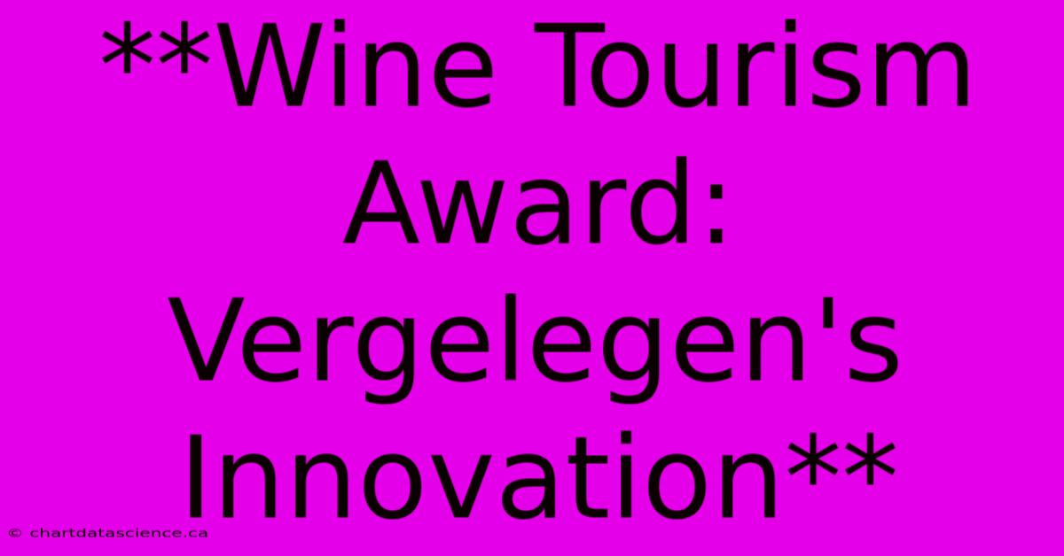 **Wine Tourism Award: Vergelegen's Innovation** 