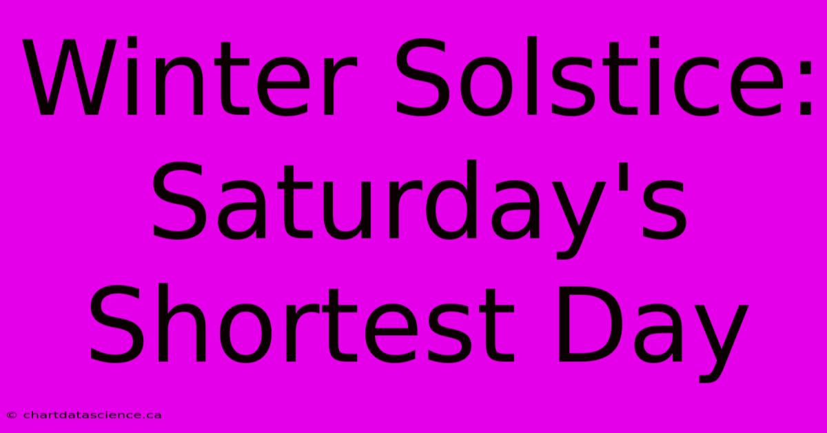 Winter Solstice: Saturday's Shortest Day