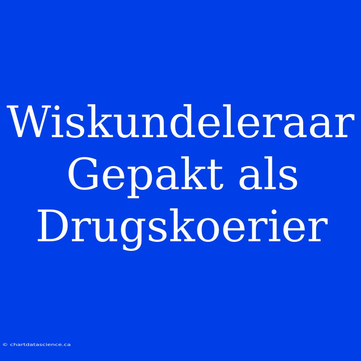 Wiskundeleraar Gepakt Als Drugskoerier