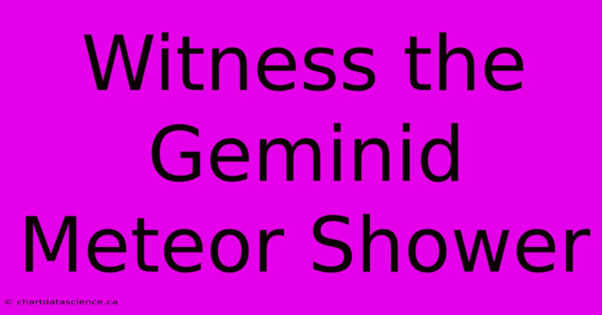 Witness The Geminid Meteor Shower