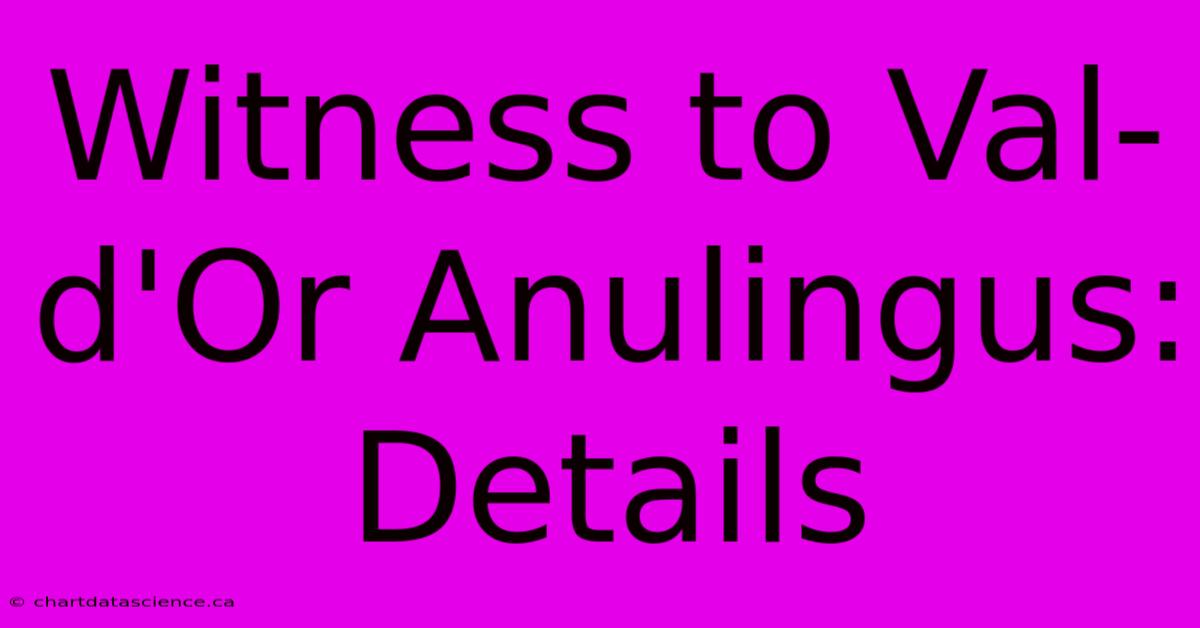 Witness To Val-d'Or Anulingus: Details