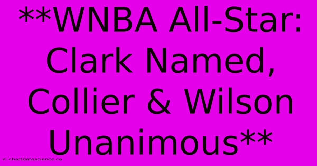 **WNBA All-Star: Clark Named, Collier & Wilson Unanimous**