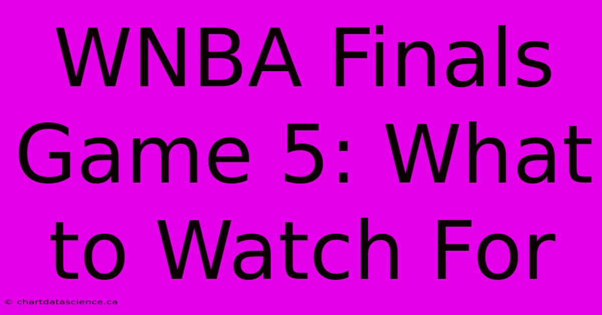 WNBA Finals Game 5: What To Watch For