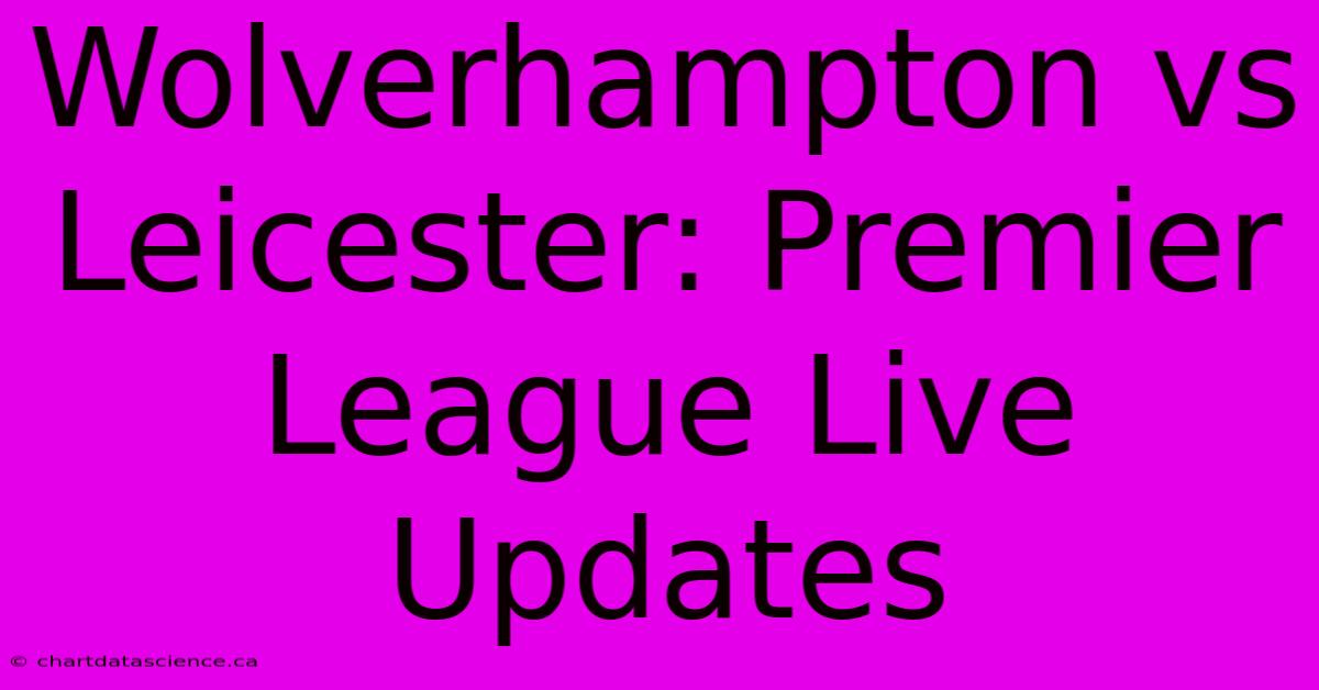 Wolverhampton Vs Leicester: Premier League Live Updates