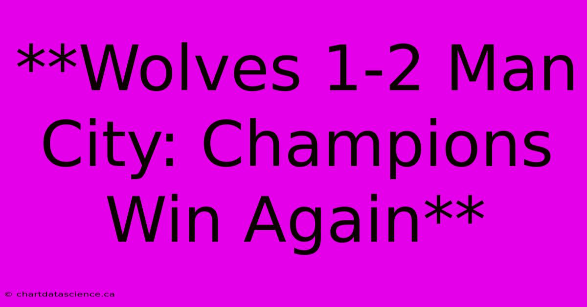 **Wolves 1-2 Man City: Champions Win Again**