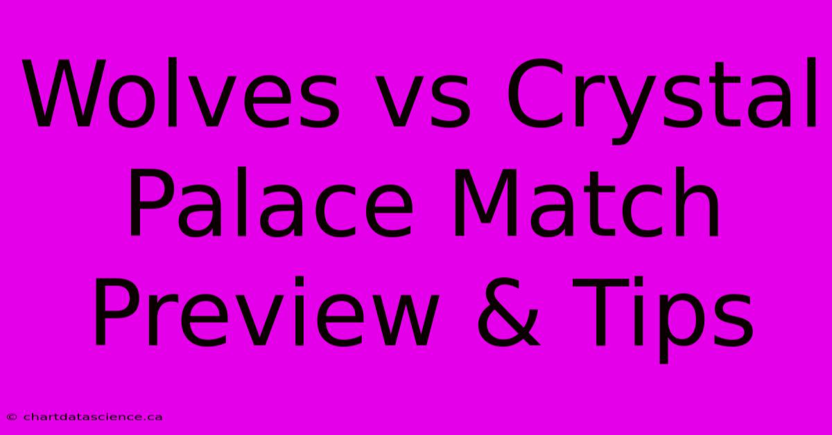 Wolves Vs Crystal Palace Match Preview & Tips