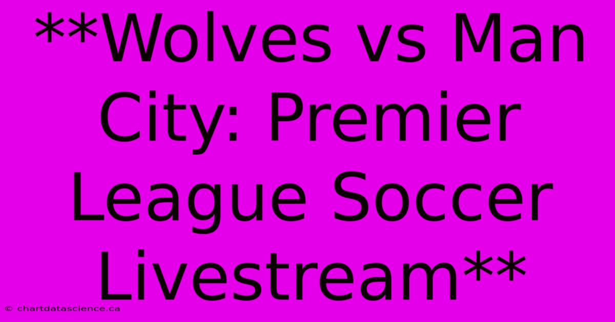 **Wolves Vs Man City: Premier League Soccer Livestream**