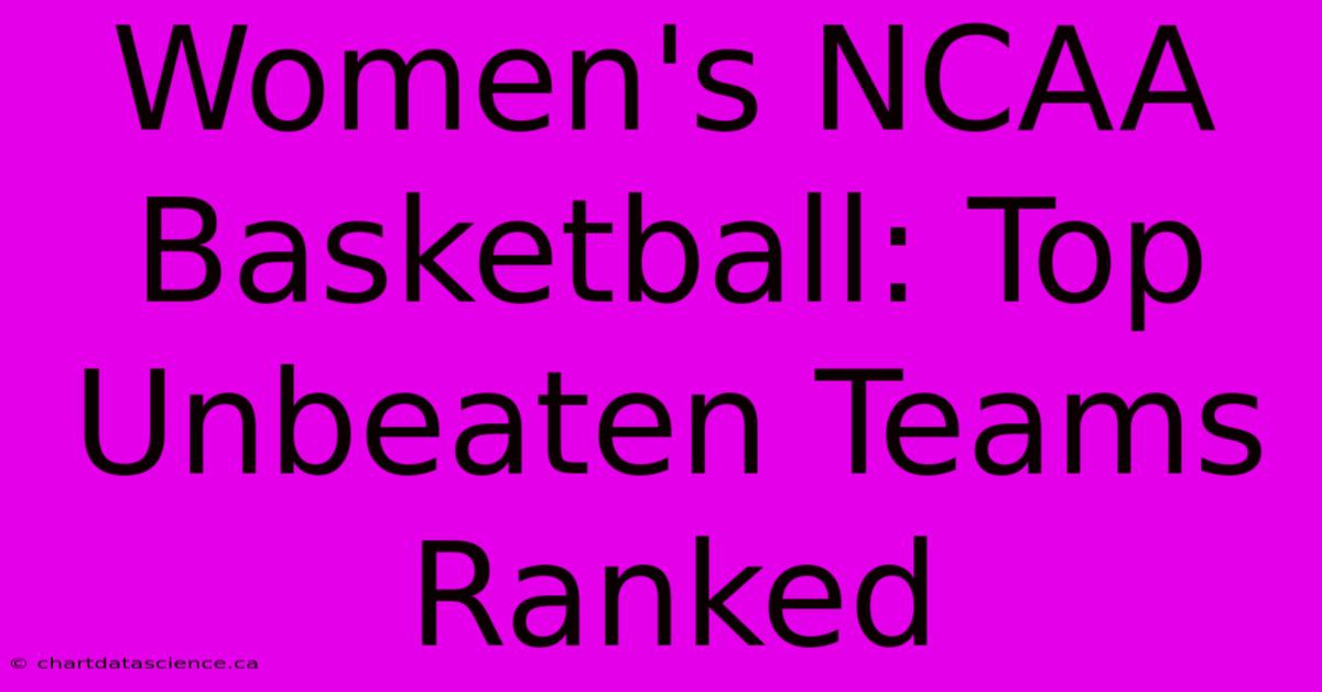 Women's NCAA Basketball: Top Unbeaten Teams Ranked