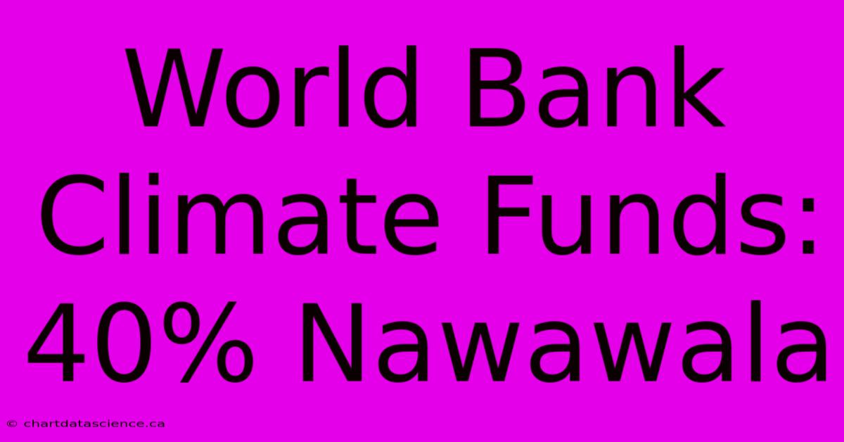 World Bank Climate Funds: 40% Nawawala 