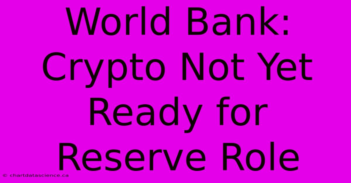 World Bank: Crypto Not Yet Ready For Reserve Role 