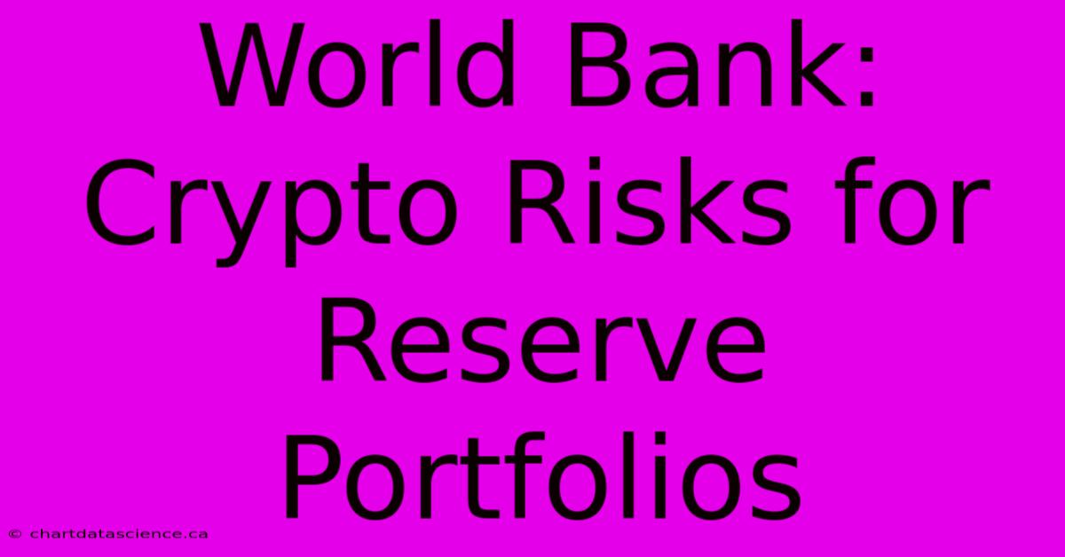 World Bank: Crypto Risks For Reserve Portfolios