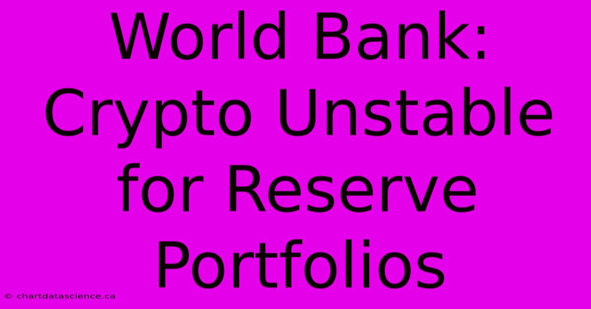 World Bank: Crypto Unstable For Reserve Portfolios