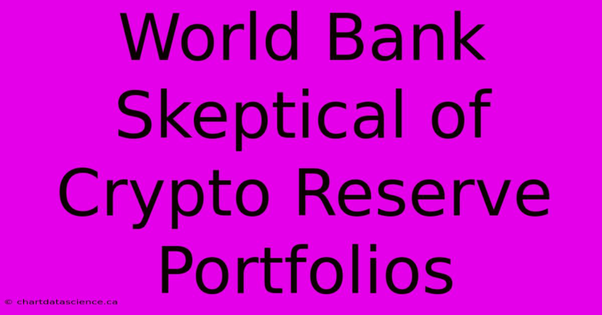 World Bank Skeptical Of Crypto Reserve Portfolios