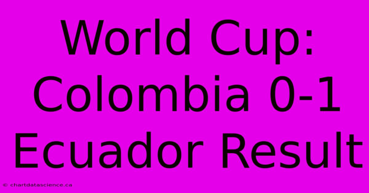 World Cup: Colombia 0-1 Ecuador Result