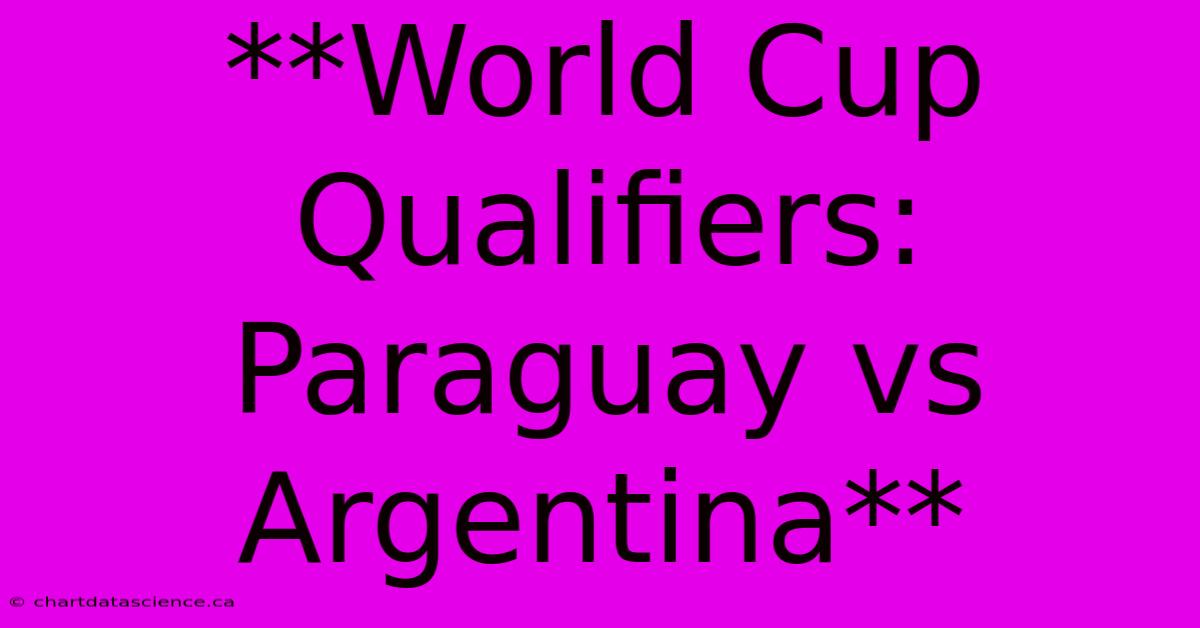 **World Cup Qualifiers: Paraguay Vs Argentina**