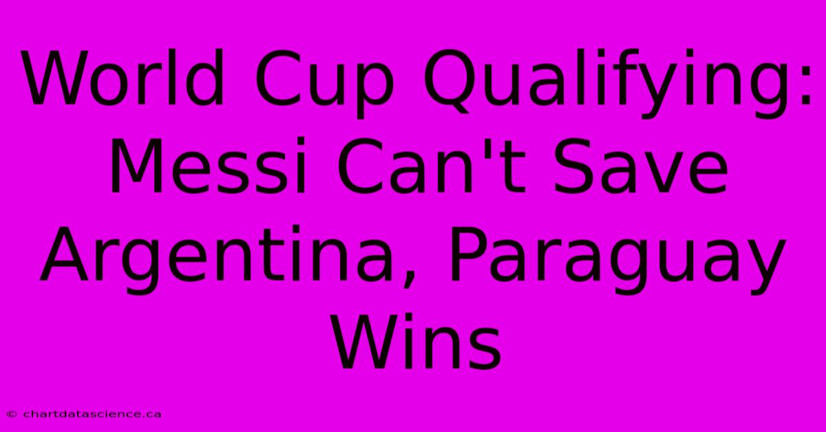 World Cup Qualifying: Messi Can't Save Argentina, Paraguay Wins 