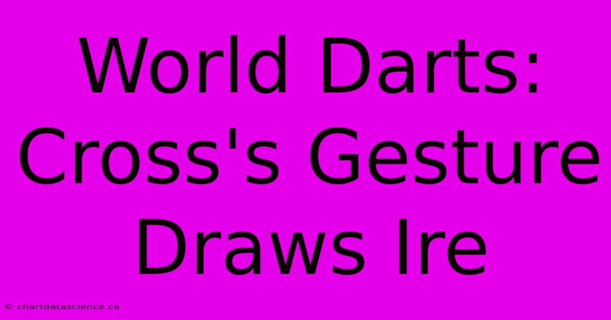 World Darts: Cross's Gesture Draws Ire