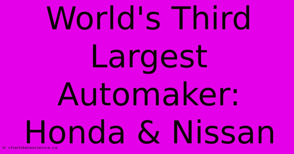 World's Third Largest Automaker: Honda & Nissan