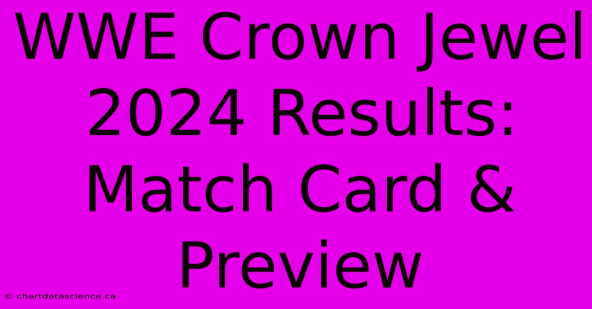 WWE Crown Jewel 2024 Results: Match Card & Preview