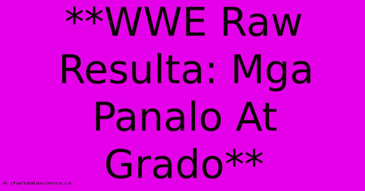 **WWE Raw Resulta: Mga Panalo At Grado**