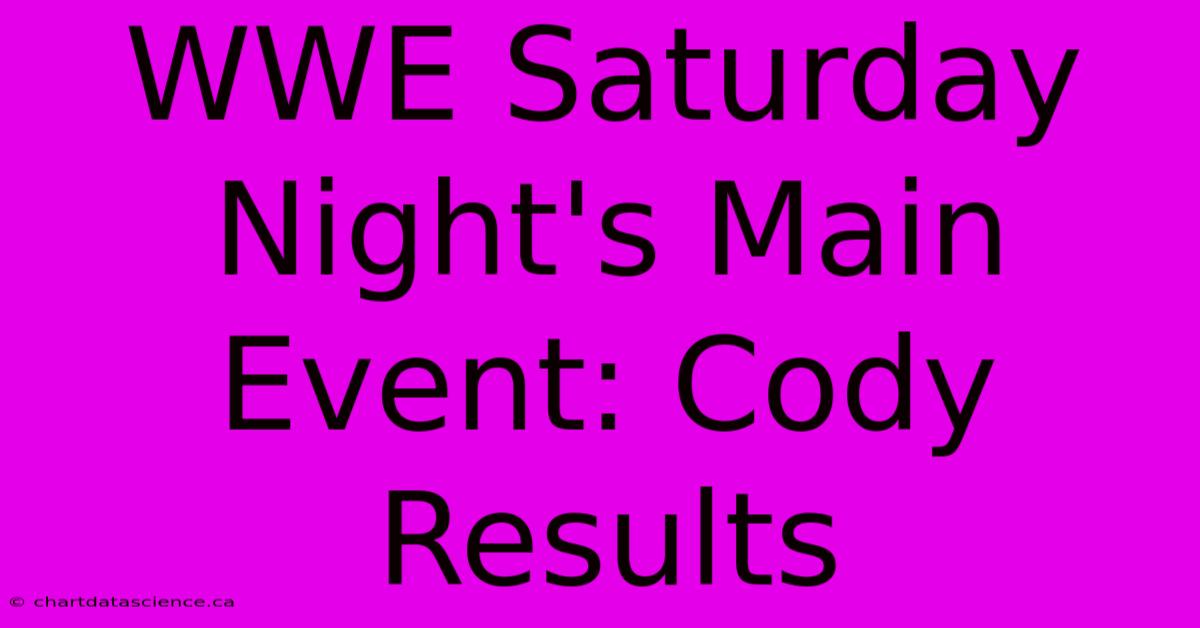 WWE Saturday Night's Main Event: Cody Results