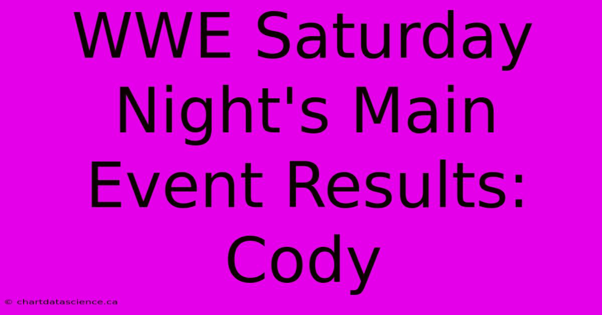 WWE Saturday Night's Main Event Results: Cody