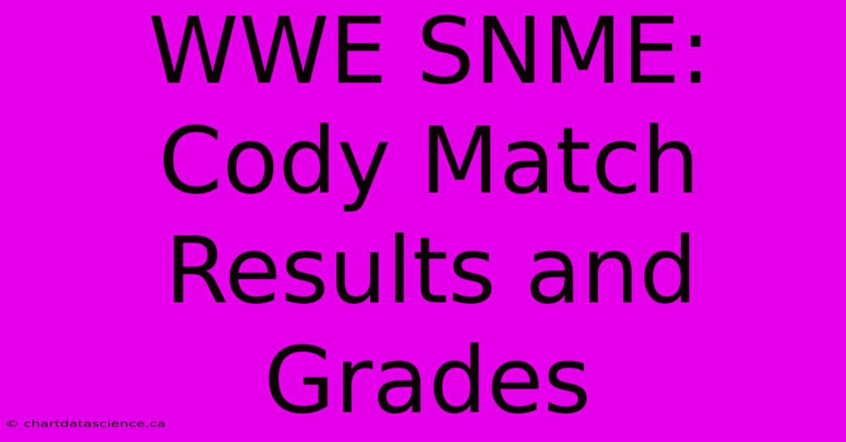 WWE SNME: Cody Match Results And Grades