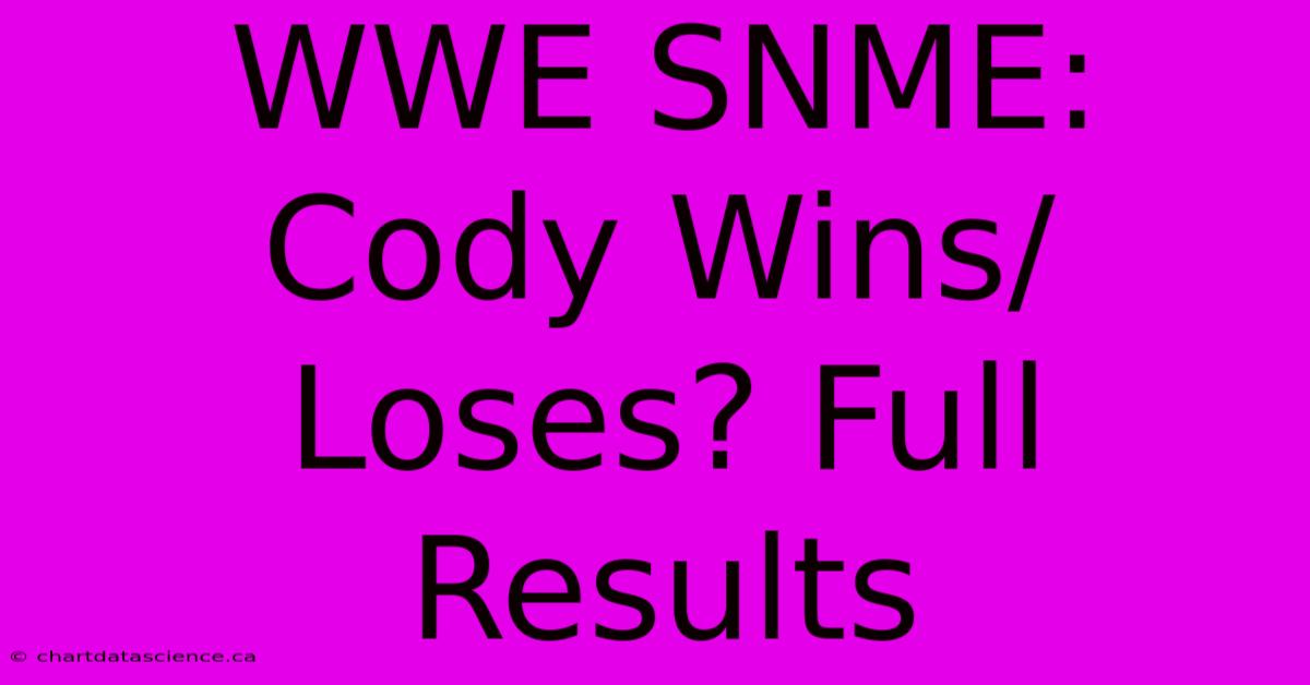 WWE SNME: Cody Wins/Loses? Full Results