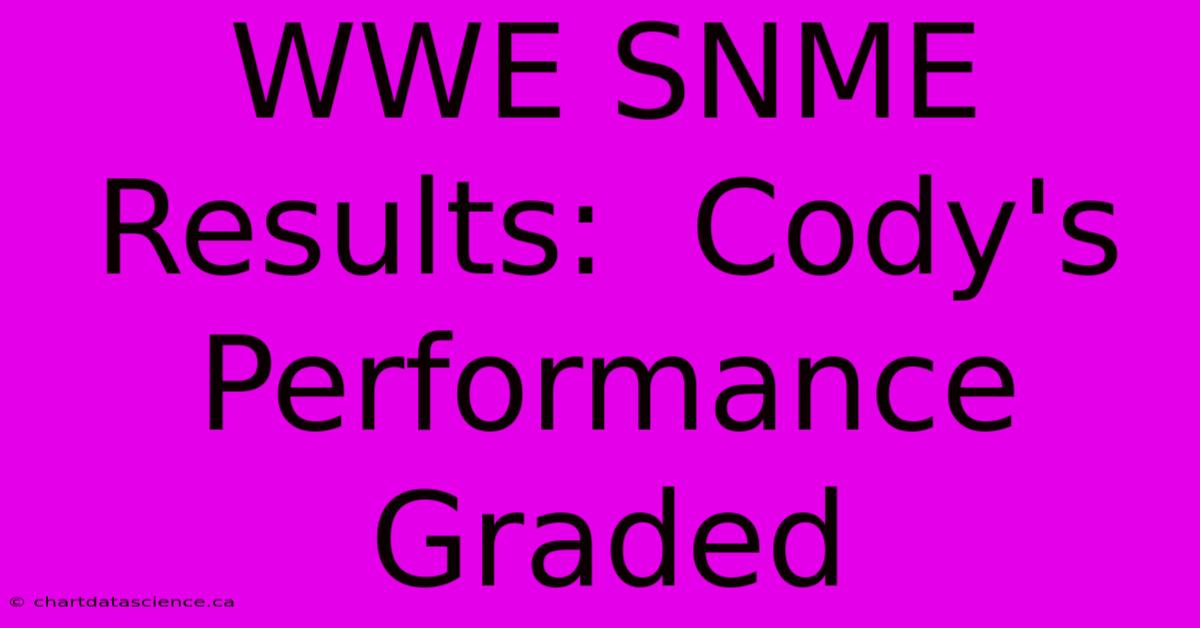 WWE SNME Results:  Cody's Performance Graded