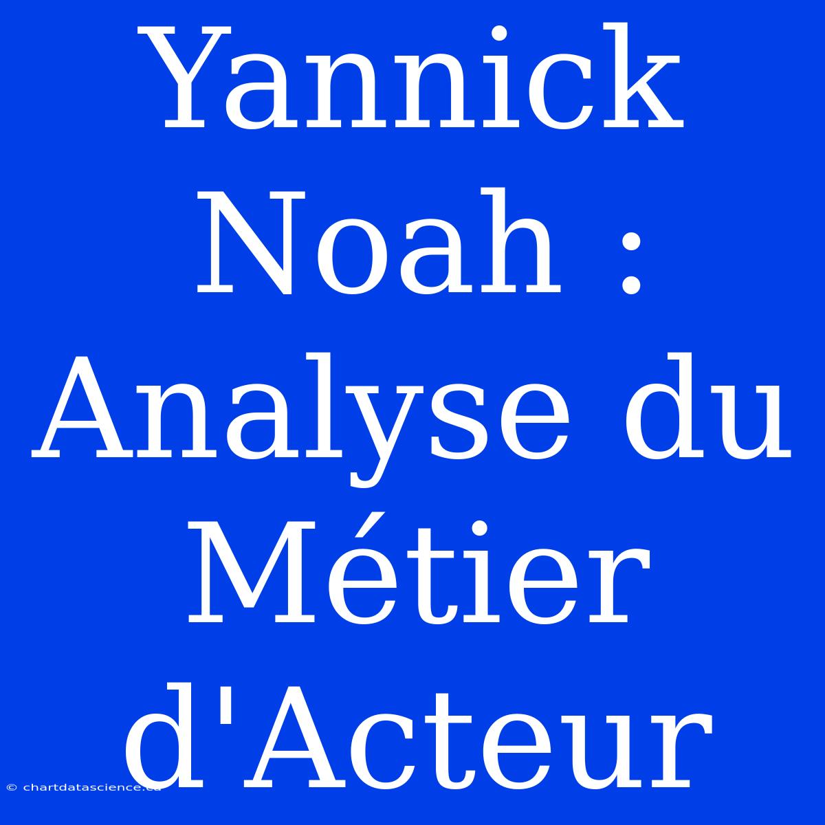 Yannick Noah : Analyse Du Métier D'Acteur