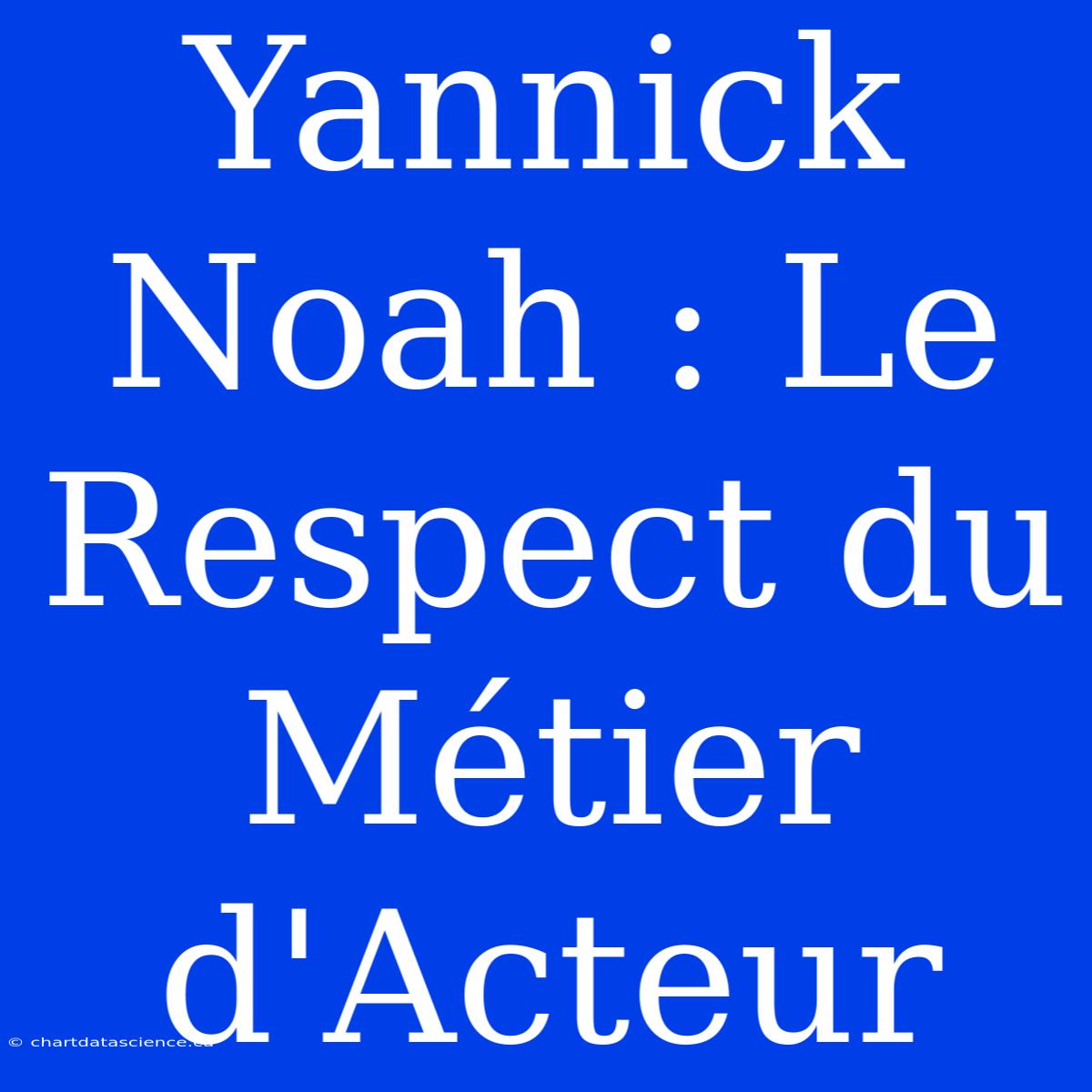 Yannick Noah : Le Respect Du Métier D'Acteur