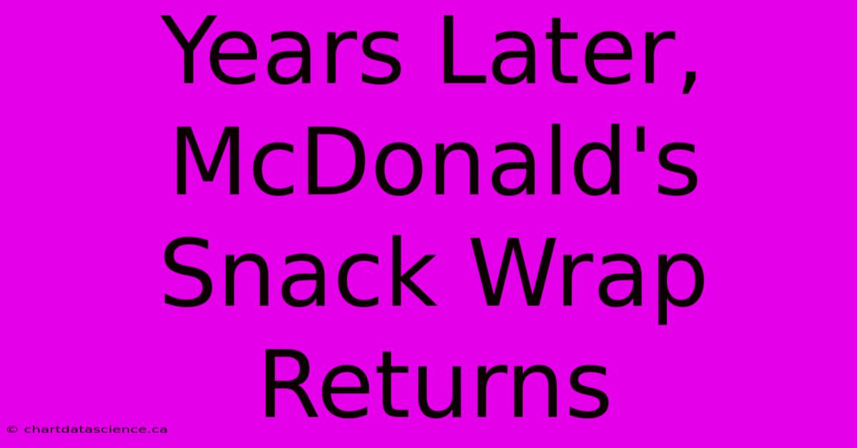 Years Later, McDonald's Snack Wrap Returns