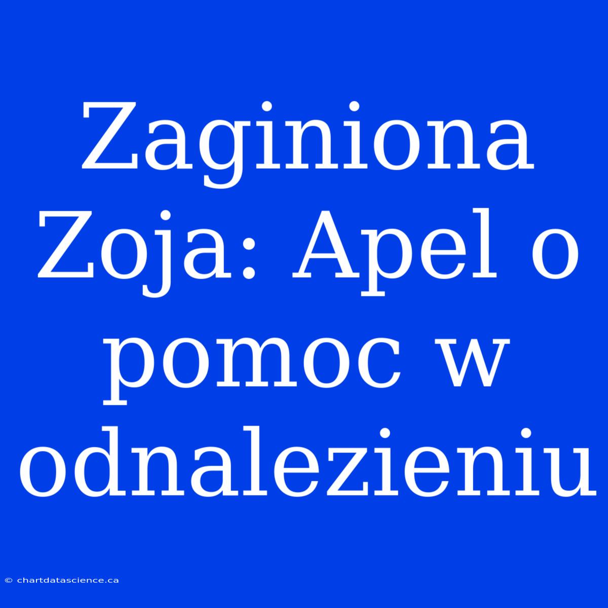 Zaginiona Zoja: Apel O Pomoc W Odnalezieniu