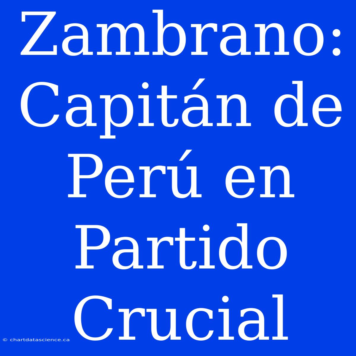 Zambrano: Capitán De Perú En Partido Crucial