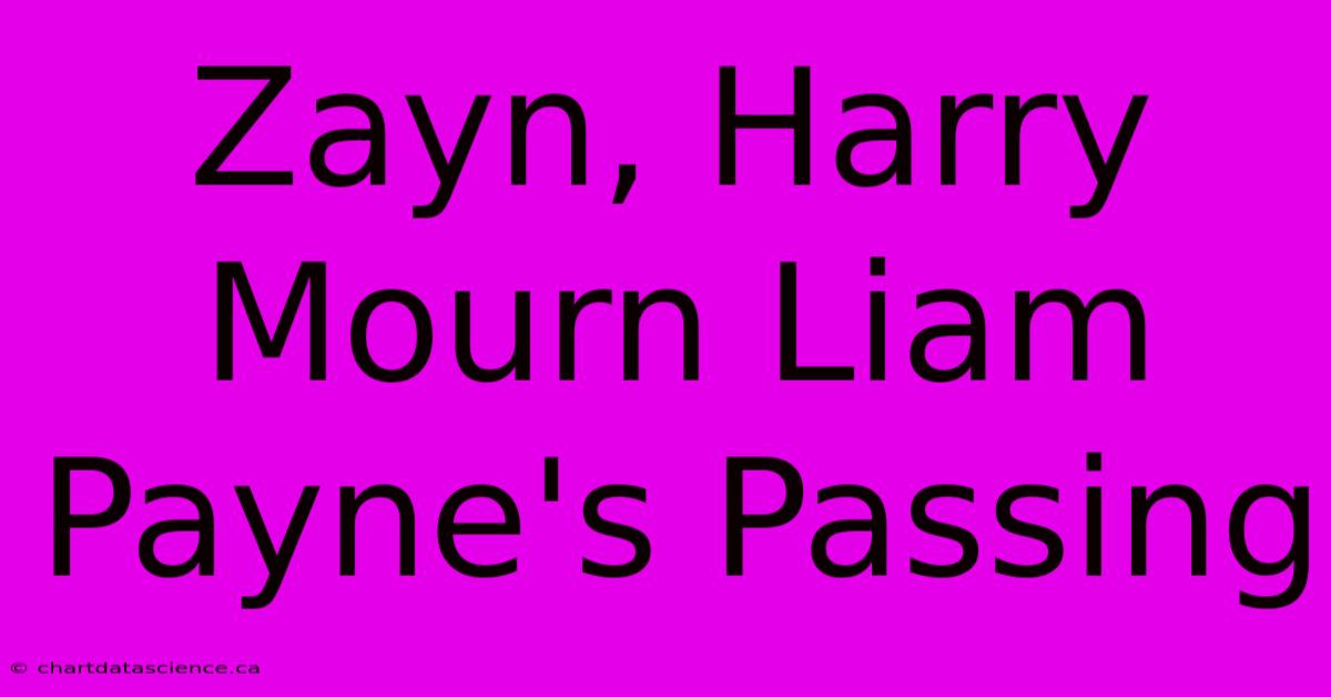 Zayn, Harry Mourn Liam Payne's Passing