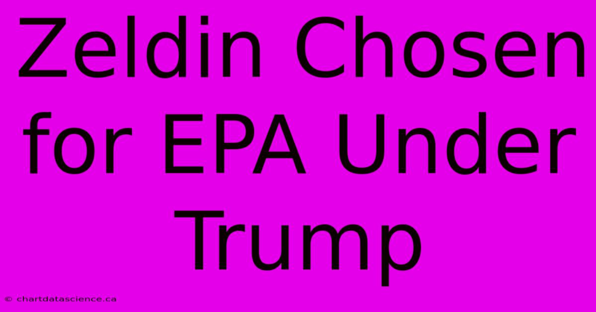 Zeldin Chosen For EPA Under Trump